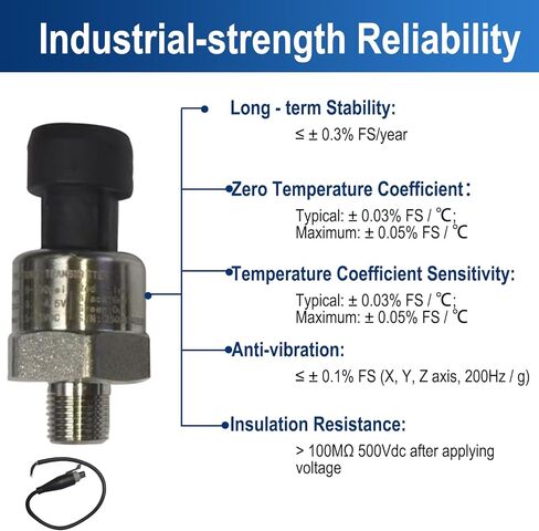 100 PSI Stainless Steel Pressure Sensor/Transducer – 1/8"-27 NPT Thread with Harness Kit,Multi-Purpose Sensor for Oil, Fuel, Air & Water (0-100 PSI) in Kuwait