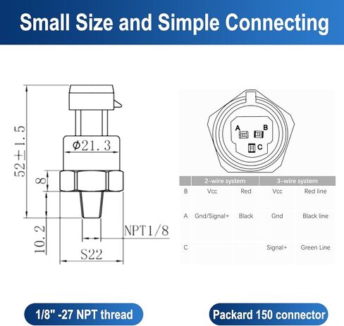 100 PSI Stainless Steel Pressure Sensor/Transducer – 1/8"-27 NPT Thread with Harness Kit,Multi-Purpose Sensor for Oil, Fuel, Air & Water (0-100 PSI) in Kuwait