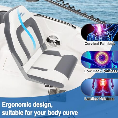 مقعد القارب مع القوارب مع حقيبتين تخزين عالي الظهر قارب قارب قارب قارب طي أسفل مقعد (عبوتين) ، أسود وأحمر in Kuwait