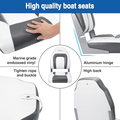 مقعد القارب مع القوارب مع حقيبتين تخزين عالي الظهر قارب قارب قارب قارب طي أسفل مقعد (عبوتين) ، أسود وأحمر in Kuwait
