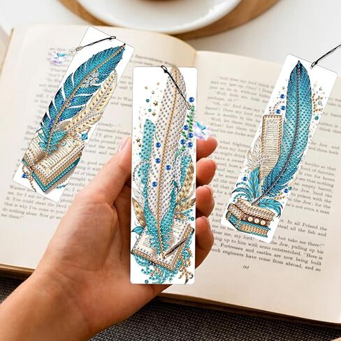 DCIDBEI DIY Diamond Art Kits for Adults Bookmark 20x6cm Bookmarks with Tassel for Women Diamond Painting Book Marker Clips Rose Flowers Paint by Numbers Kit for Adults Book Markers for Reading in Kuwait