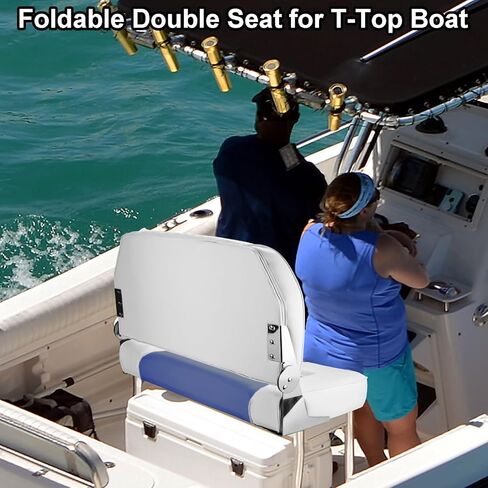 مقعد مزدوج قابل للطي ، مقعد منخفض للماء للخلفية T-Top ، صيد الأسماك ، باس ، قوارب جون (بيضاء وبيج) in Kuwait