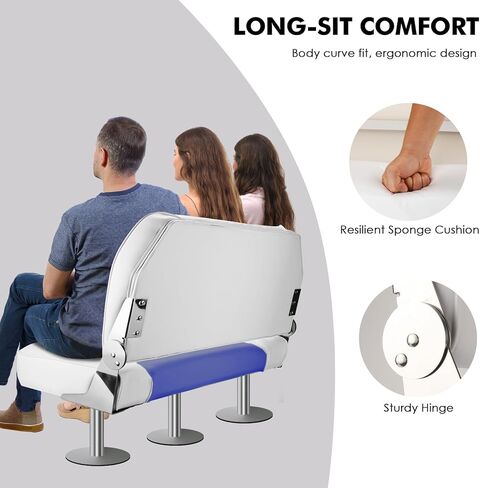 مقعد مزدوج قابل للطي ، مقعد منخفض للماء للخلفية T-Top ، صيد الأسماك ، باس ، قوارب جون (بيضاء وبيج) in Kuwait