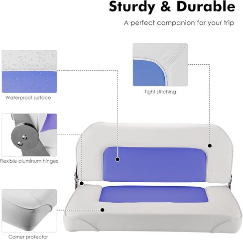 مقعد مزدوج قابل للطي ، مقعد منخفض للماء للخلفية T-Top ، صيد الأسماك ، باس ، قوارب جون (بيضاء وبيج) in Kuwait
