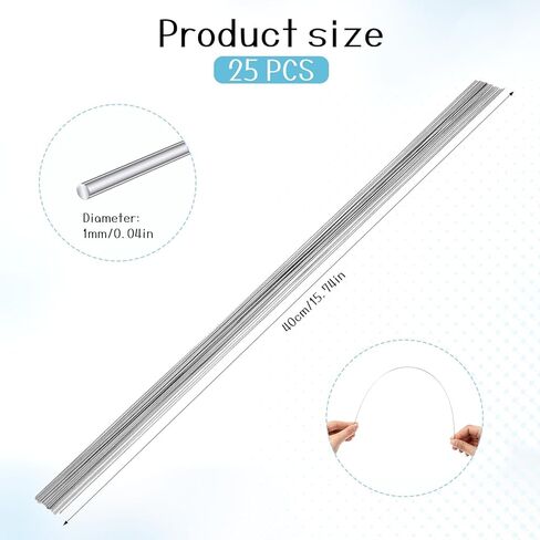 25 PCS 40 سم سلك الزنبرك الفولاذ المقاوم للصدأ ، سلك الصلب الصلب الكامل ، مجموعة تشويش سلك مستقيم (1.0 مم) in Saudi Arabia