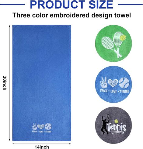 3 Pcs Tennis Towel Cotton 30x14 Inch Embroidered Sports Towel Funny Tennis Gift for Women Men Sports Player Fitness Accessories in Kuwait