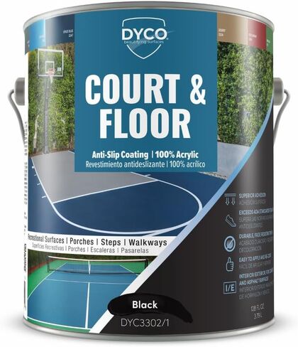 Dyco Court & Floor Coating Anti-Slip-الرصيف المقاوم للانزلاق ، والطلاء الأسمنت والخرسانة لالتقاط المخلل ، والتنس وكرة السلة ، يتجاوز معايير ADA لمناطق السلامة (أبيض ، جالون) in Saudi Arabia