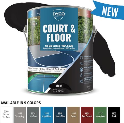 Dyco Court & Floor Coating Anti-Slip-الرصيف المقاوم للانزلاق ، والطلاء الأسمنت والخرسانة لالتقاط المخلل ، والتنس وكرة السلة ، يتجاوز معايير ADA لمناطق السلامة (أبيض ، جالون) in Saudi Arabia