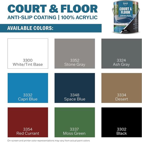 Dyco Court & Floor Coating Anti-Slip-الرصيف المقاوم للانزلاق ، والطلاء الأسمنت والخرسانة لالتقاط المخلل ، والتنس وكرة السلة ، يتجاوز معايير ADA لمناطق السلامة (أبيض ، جالون) in Saudi Arabia