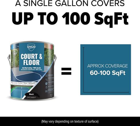 Dyco Court & Floor Coating Anti-Slip-الرصيف المقاوم للانزلاق ، والطلاء الأسمنت والخرسانة لالتقاط المخلل ، والتنس وكرة السلة ، يتجاوز معايير ADA لمناطق السلامة (أبيض ، جالون) in Saudi Arabia