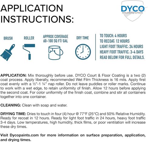 Dyco Court & Floor Coating Anti-Slip-الرصيف المقاوم للانزلاق ، والطلاء الأسمنت والخرسانة لالتقاط المخلل ، والتنس وكرة السلة ، يتجاوز معايير ADA لمناطق السلامة (أبيض ، جالون) in Saudi Arabia
