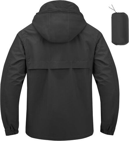 Breathable Rain Jacket Men's Waterproof Raincoat Lightweight Packable Windbreaker with hood in Kuwait