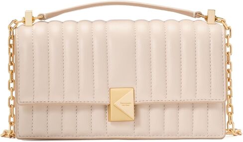 kate spade new york Deco Eyelet Leather Mini Flap Chain Crossbody, True White in Saudi Arabia