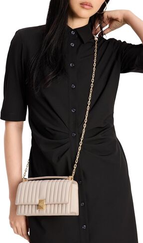 kate spade new york Deco Eyelet Leather Mini Flap Chain Crossbody, True White in Saudi Arabia