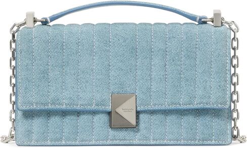 kate spade new york Deco Eyelet Leather Mini Flap Chain Crossbody, True White in Saudi Arabia