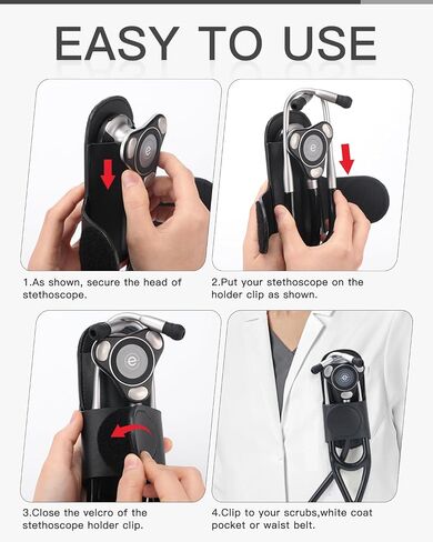 مقطع حامل سماعة الطبيب لـ Eko Core 500 ™ - مقطع حامل الورك الجلدي الخفيف للأطباء والممرضات و EMTs وطلاب الطب in Saudi Arabia