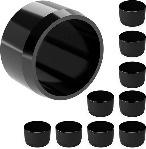 FORMUFIT 1" Furniture Grade External PVC End Cap in Black, 1.315" Actual Cap Diameter, Made in USA, UV-Resistant, Impact-Proof, Flat Cap for The Ends of PVC Pipe, 10-Pack in Saudi Arabia
