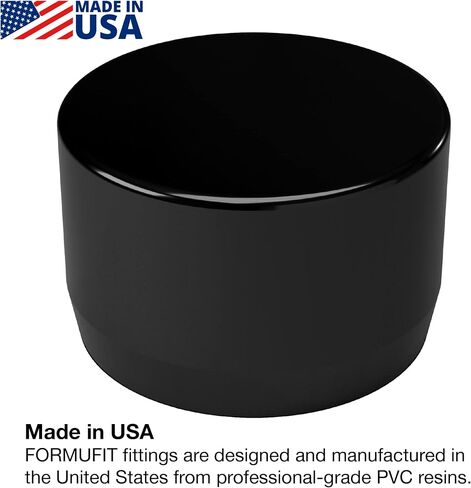 FORMUFIT 1" Furniture Grade External PVC End Cap in Black, 1.315" Actual Cap Diameter, Made in USA, UV-Resistant, Impact-Proof, Flat Cap for The Ends of PVC Pipe, 10-Pack in Saudi Arabia