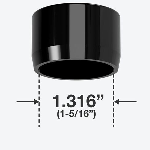FORMUFIT 1" Furniture Grade External PVC End Cap in Black, 1.315" Actual Cap Diameter, Made in USA, UV-Resistant, Impact-Proof, Flat Cap for The Ends of PVC Pipe, 10-Pack in Saudi Arabia