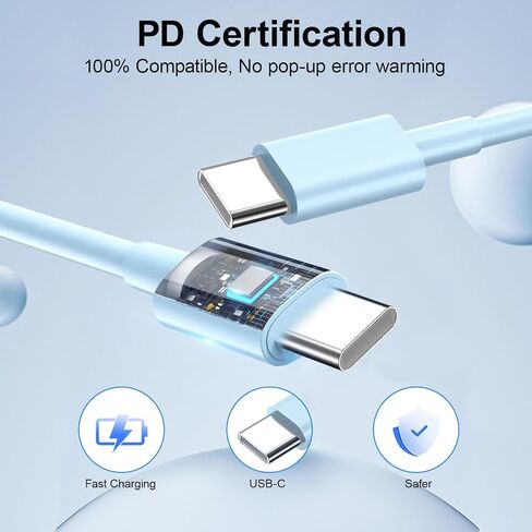Compatible with iPhone 16/15 Charger Fast Charging, Dual Port 20W USB C Wall Charger Block Type C to Type C 10ft Long USB C Fast Charing Cable for Phone 15/16/Pro Max/Pro/PlusPad Pro/Air/Android in Saudi Arabia