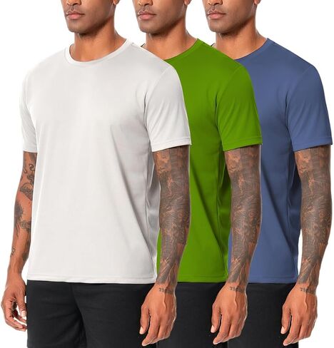 Nutria Workout Shirts for Men Quick Dry 3 Pack Short Sleeve Gym Athletic Running Tees Moisture Wicking Breathable Cool U18 in Saudi Arabia