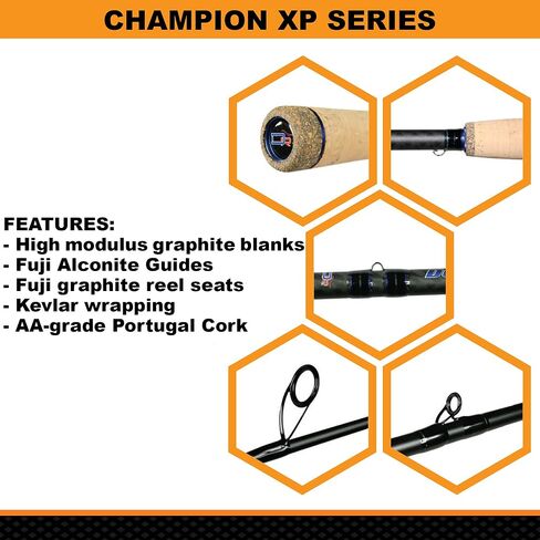 Champion XP Casting / 7'3" / 1 PC / 12-25 LB LINE Weight / 1/4-1 1/2 OZ Lure Weight/Medium/Heavy EX-Fast Action/Cork-Split Handle in Kuwait