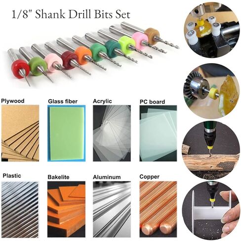 مجموعة 10pcs ثنائي الفينيل متعدد الكلور مجموعة الحفر ، 1/8 "Shank Tungsten Carbide Micro Drill Bits Kit للوحة دائرة طباعة ثنائي الفينيل متعدد الكلور (0.6-1.5 مم) in Kuwait
