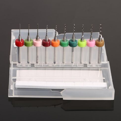 مجموعة 10pcs ثنائي الفينيل متعدد الكلور مجموعة الحفر ، 1/8 "Shank Tungsten Carbide Micro Drill Bits Kit للوحة دائرة طباعة ثنائي الفينيل متعدد الكلور (0.6-1.5 مم) in Kuwait