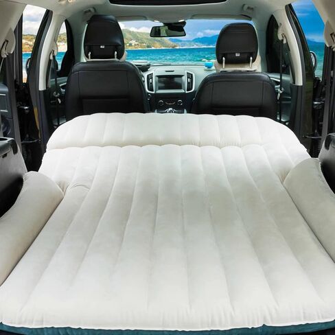 SUV Air Mattress with Double-Sided-Thick Flocked/Car Mattress with Pump & Built-in Pillow/Leakproof Comfortable Durable Car Air Mattress/Car Bed for Auto Camping,Road Trip in Saudi Arabia