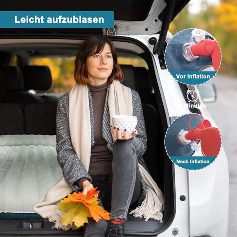 SUV Air Mattress with Double-Sided-Thick Flocked/Car Mattress with Pump & Built-in Pillow/Leakproof Comfortable Durable Car Air Mattress/Car Bed for Auto Camping,Road Trip in Saudi Arabia