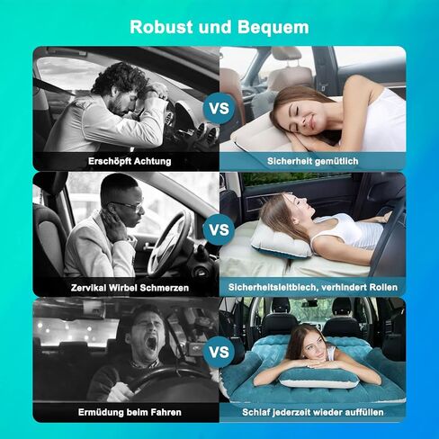 SUV Air Mattress with Double-Sided-Thick Flocked/Car Mattress with Pump & Built-in Pillow/Leakproof Comfortable Durable Car Air Mattress/Car Bed for Auto Camping,Road Trip in Saudi Arabia