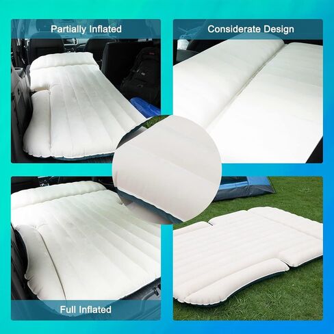 SUV Air Mattress with Double-Sided-Thick Flocked/Car Mattress with Pump & Built-in Pillow/Leakproof Comfortable Durable Car Air Mattress/Car Bed for Auto Camping,Road Trip in Saudi Arabia