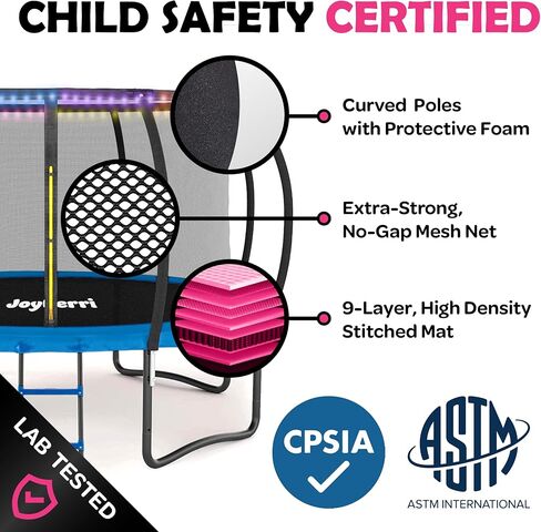 Trampoline Outdoor - ASTM Certified Safe ، 8 أقدام ، 10 أقدام ، 12 قدمًا ، 14 قدمًا ، 15 قدمًا ، ترامبولين ترفيهية 16 قدمًا للأطفال والبالغين. طلاء مضاد للاشتعال مع شبكة العلو in Kuwait