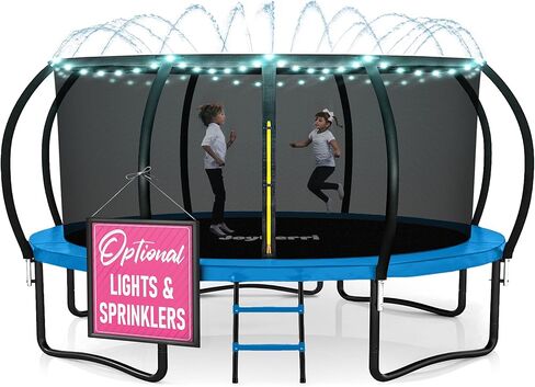 Trampoline Outdoor - ASTM Certified Safe ، 8 أقدام ، 10 أقدام ، 12 قدمًا ، 14 قدمًا ، 15 قدمًا ، ترامبولين ترفيهية 16 قدمًا للأطفال والبالغين. طلاء مضاد للاشتعال مع شبكة العلو in Kuwait