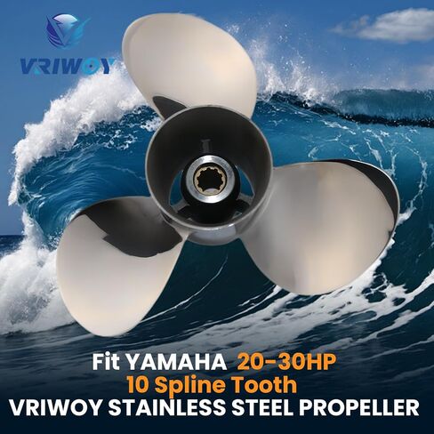 9 7/8×10 1/2p, 9 7/8×12p, 9 7/8×13p, 9 7/8×14p Boat Propeller for Yamaha Engines Upgrade Stainless Steel Outboard Motors 20HP 25HP 30HP ，RH 10 Tooth OEM 664-45954-00-EL in Kuwait