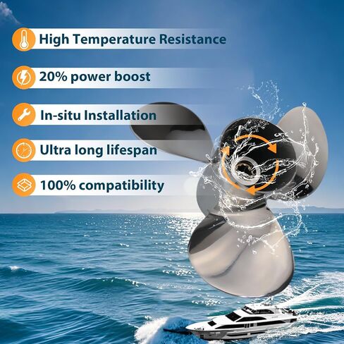 9 7/8×10 1/2p, 9 7/8×12p, 9 7/8×13p, 9 7/8×14p Boat Propeller for Yamaha Engines Upgrade Stainless Steel Outboard Motors 20HP 25HP 30HP ，RH 10 Tooth OEM 664-45954-00-EL in Kuwait