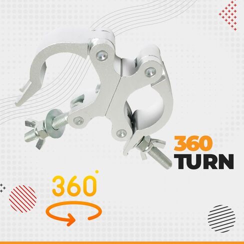 مشبك دوارة شاق/مشبك الجمالون المزدوج/المنعطف حسب الحاجة 360 درجة 48-55 مم أنبوب/أنبوب OD ، حمولة كحد أقصى 440 رطل (الفضة ، حزمة 12) in Kuwait