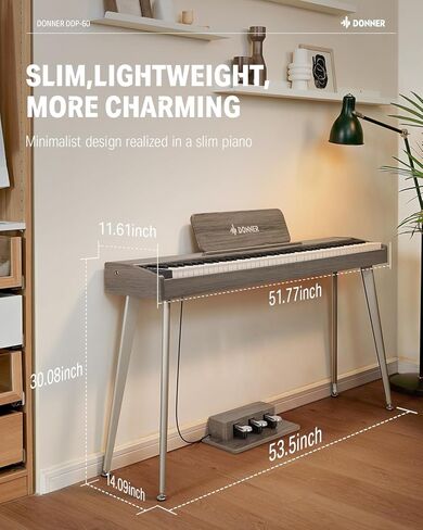 Donner OURA DDP-60 88 Key Digital Piano: Full Size Keyboard, Sensitive Touch, 8 Reverbs, Recording, 128 Voices. Includes Three Pedal, Electric Piano Keyboard for Beginners in Kuwait