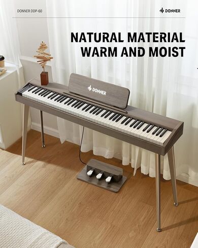 Donner OURA DDP-60 88 Key Digital Piano: Full Size Keyboard, Sensitive Touch, 8 Reverbs, Recording, 128 Voices. Includes Three Pedal, Electric Piano Keyboard for Beginners in Kuwait