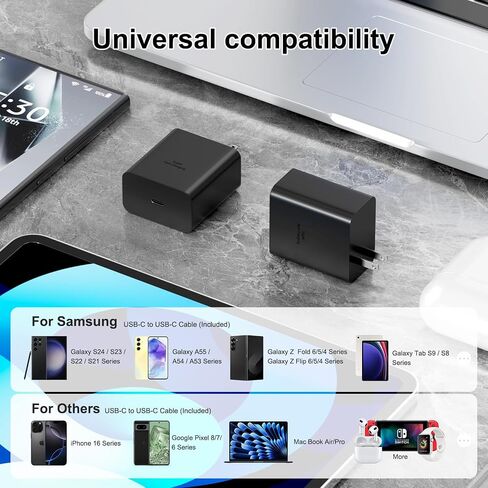 45W USB C Super Fast Charger ، Type C Charger Charger Fast Charging Wall Block - PD GAN POWER PPS ACRGER FOR in Kuwait