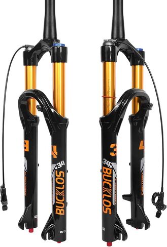 Bucklos 26/27.5/29 بوصة سفر 140 ملم شوكة تعليق الهواء MTB ، تعديل انتعاش 34 مم دعامات 1-1/8 "غير مستقيمة/مدببة 9*100 مم QR دليل/قفل عن بعد XC AM شوكة الجبال الجبلية in Kuwait