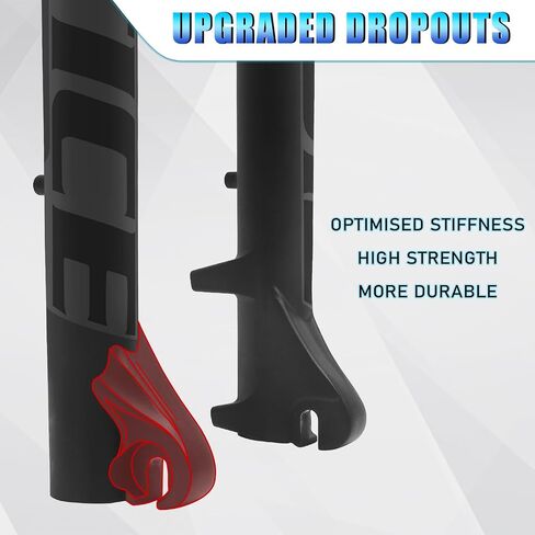 BUCKLOS 26 inch 4.0 Fat Tire Electric Bike Air Suspension Fork, 180mm Travel Spacing Hub 135mm 1 1/8 Straight Tube MTB Manual Lockout 9mm QR Mountain Bike Double Shoulder Ebike Front Forks in Kuwait