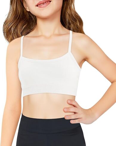 Haloumoning Girls Sports Training Bra Kids Athletic Adjustable Seamless Camis Dance Yoga Crop Tops 5-14 Years in Saudi Arabia