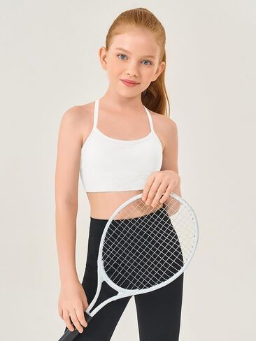 Haloumoning Girls Sports Training Bra Kids Athletic Adjustable Seamless Camis Dance Yoga Crop Tops 5-14 Years in Saudi Arabia