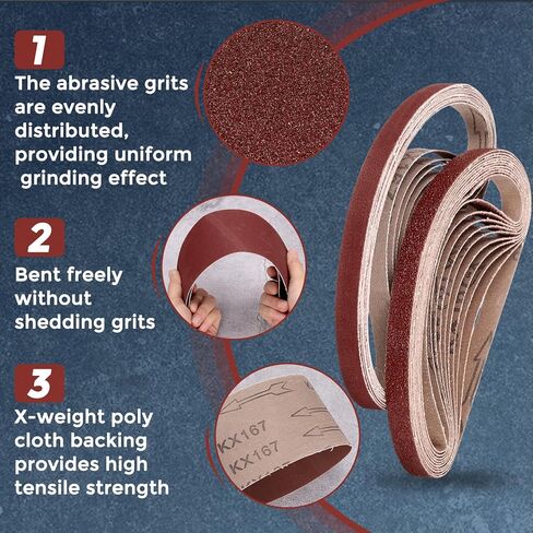 3 PCS SANDING BLTS 3 × 21 بوصة 60 حصباء ورق الصنفرة أكسيد الألومنيوم لحزام الصنفرة المعدنية طحن الخشب يعمل على إزالة الصدأ لحام in Kuwait