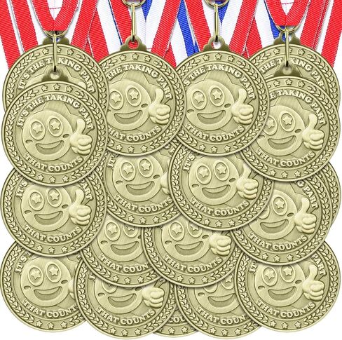 12 PCS ميدالية جائزة المشاركين مع شريط الرقبة 2 بوصة ميداليات المشاركة المعدنية الكأس للبالغين بطولات المنافسة الرياضية الحدث جائزة الحفلات ديكور in Kuwait