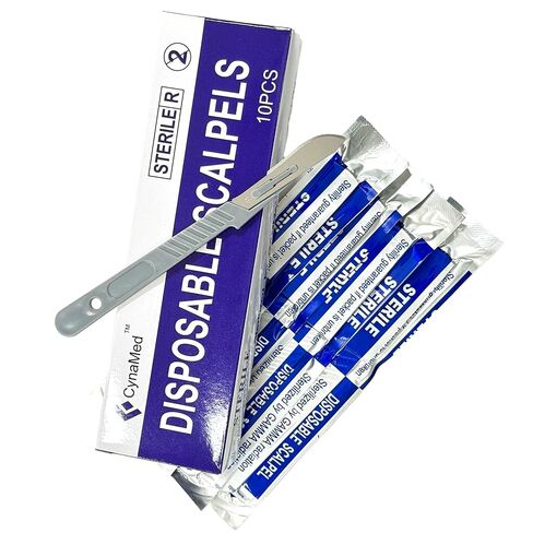 #22 Scalpel يمكن التخلص منها مع مقبض بلاستيكي - حلاقة شفرة واحدة معقمة للخلل dermaplaning ، التشريح ، وعلاج الأرجل ، وإزالة حب الشباب - scalpel أحادية الاستخدام - مربع 10 (1) in Kuwait