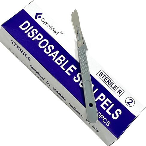 #22 Disposable Scalpel with Plastic Handle - Sterile Single Blade Razor for Dermaplaning, Dissection, Podiatry, Acne Removal - Single-Use Scalpel - Box of 10 (1) in Saudi Arabia