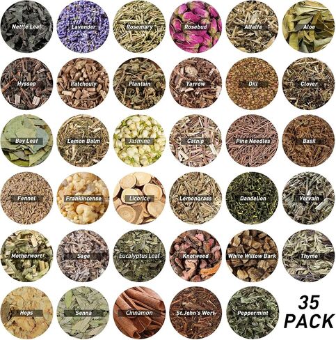 30 Pack Witchcraft Supplies Herbs, Dried Herbs and Flowers Bottles Kit for Witch Beginner, Wiccan, Wicca Altar Supplies, Magic Spell, Candle and Soap Making, with Witchy Spoon, Bell and More in Saudi Arabia