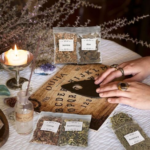 30 Pack Witchcraft Supplies Herbs, Dried Herbs and Flowers Bottles Kit for Witch Beginner, Wiccan, Wicca Altar Supplies, Magic Spell, Candle and Soap Making, with Witchy Spoon, Bell and More in Saudi Arabia